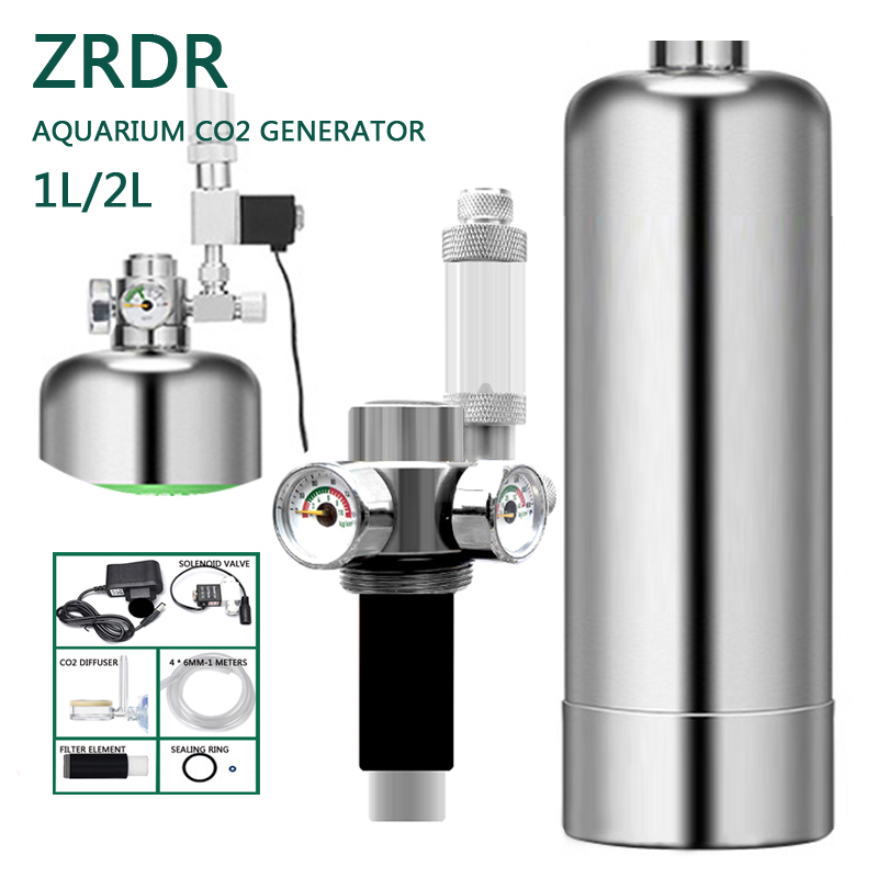 Planted Aquarium Co2 - ZRDR水族館CO2発生器デュアルプレッシャーゲージバブルゲージ電磁弁水槽原料活性CO2発生器