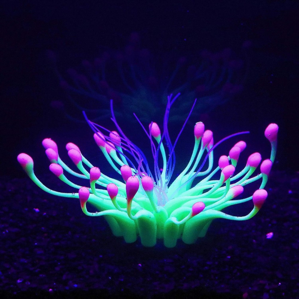 Aquarium Plant Liquid Fertilizer - 柔らかいシリカゲルが自然に水に浮かぶ水槽飾り、暗闇で光る発光サンゴの装飾品、水槽装飾用