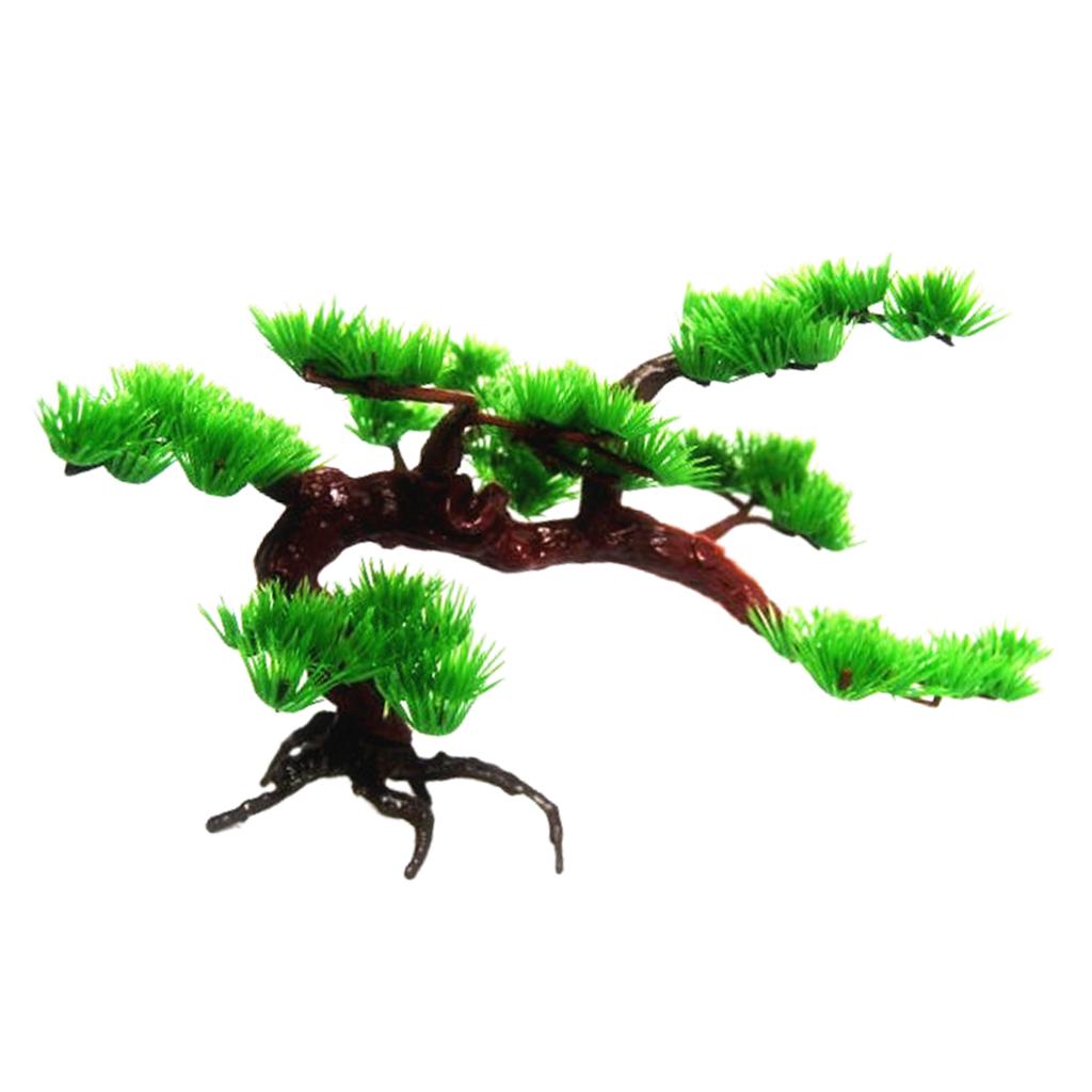 人工松の木 プラスチック製植物 水槽装飾品 魚タンクアクセサ - Aquarium Planted Tree のレビューと価格