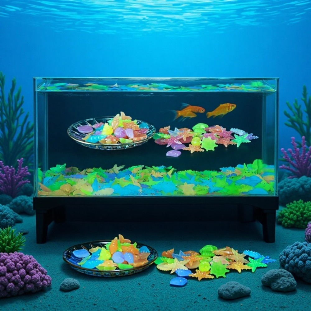 光る発光海洋石、蛍光貝殻、カラフルなヒトデ、水槽の景観装飾用 - Aquarium Plant Order のレビューと価格