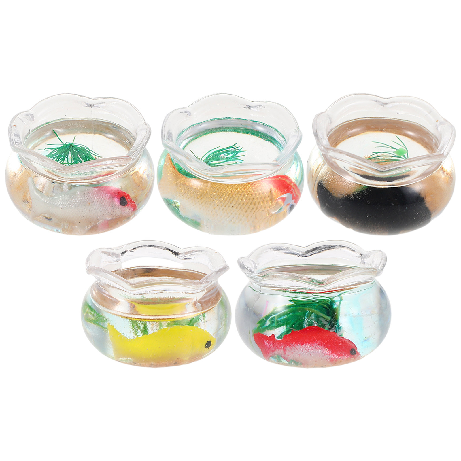 5個入りミニチュア金魚鉢、小型丸型金魚水槽、リアルな水草、ミ - Aquarium Planted Fish Tank のレビューと価格